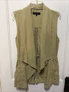 Trixxi Olive Drawstring Sleeveless Utility Vest